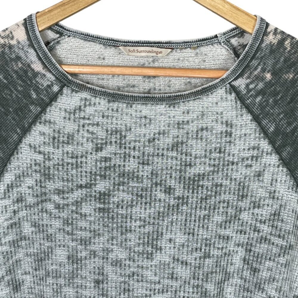 SOFT SURROUNDINGS GRAY BURNOUT BASEBALL LONG SLEEVE TOP - Picture 3 of 8